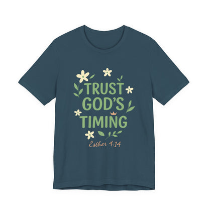 Trust God's Timing Tee, Inspirational Short Sleeve Shirt, Faith-Based Apparel, Gift for Believers, Bible Verse Tee, Everyday Wear