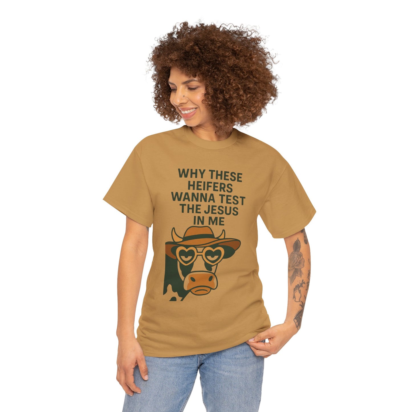 Whimsical Cow Graphic Tee, Funny Farm Animal T-Shirt, Christian Humor Gift, Unisex Casual Wear, Perfect for Cow Lovers