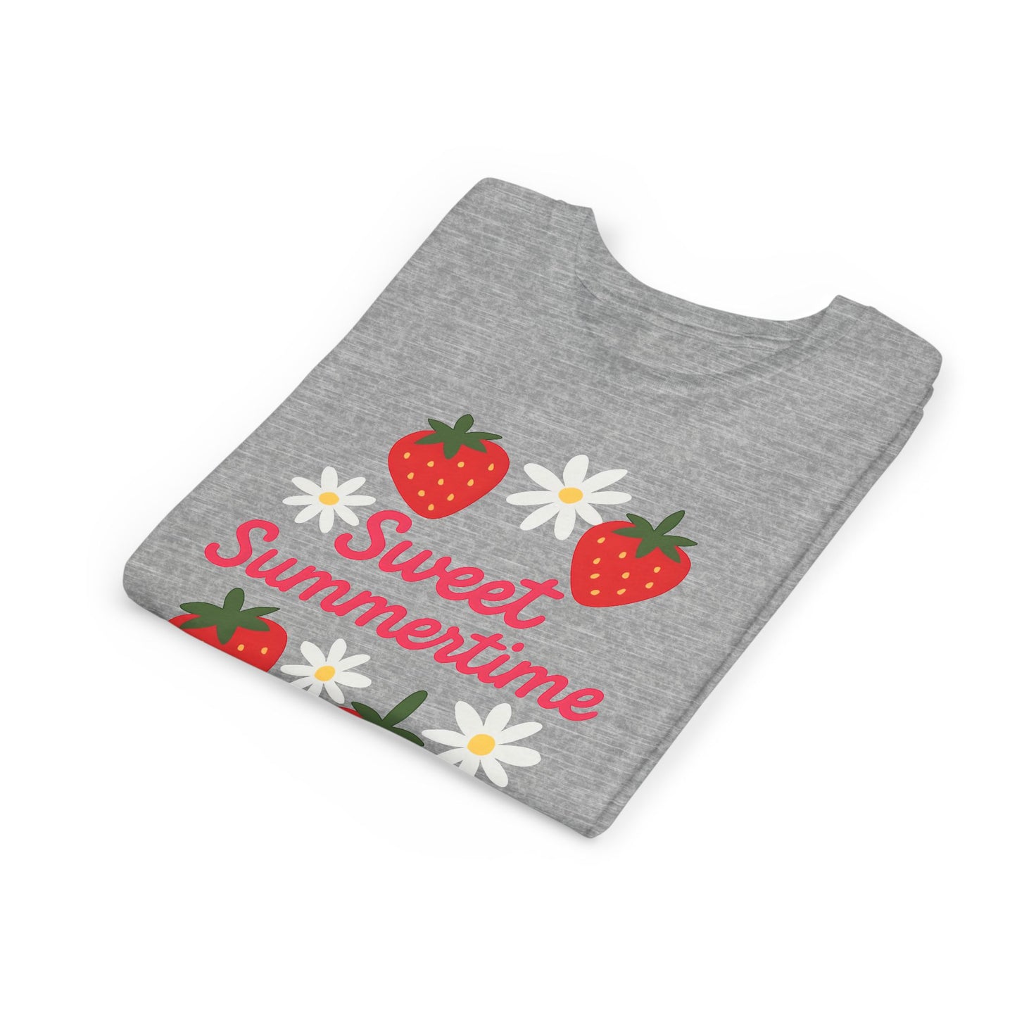 Sweet Summertime Youth Tee, Kids Summer Shirt, Strawberry Graphic Tee, Fun Gift for Children, Seasonal Apparel
