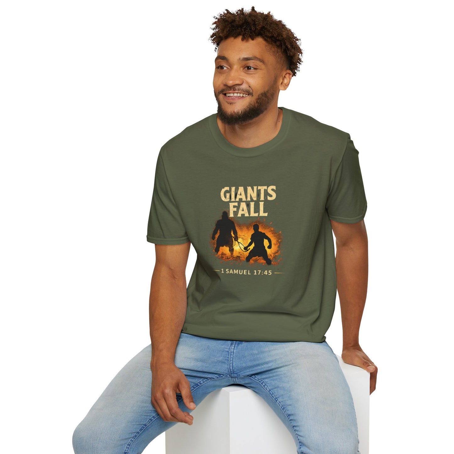 Giants Fall T-Shirt – 1 Samuel 17:45 Christian Faith Tee