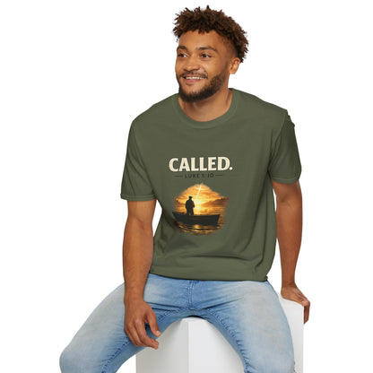 Called Luke 5:10 Fishing Christian T-Shirt — Sunset Silhouette Faith Tee