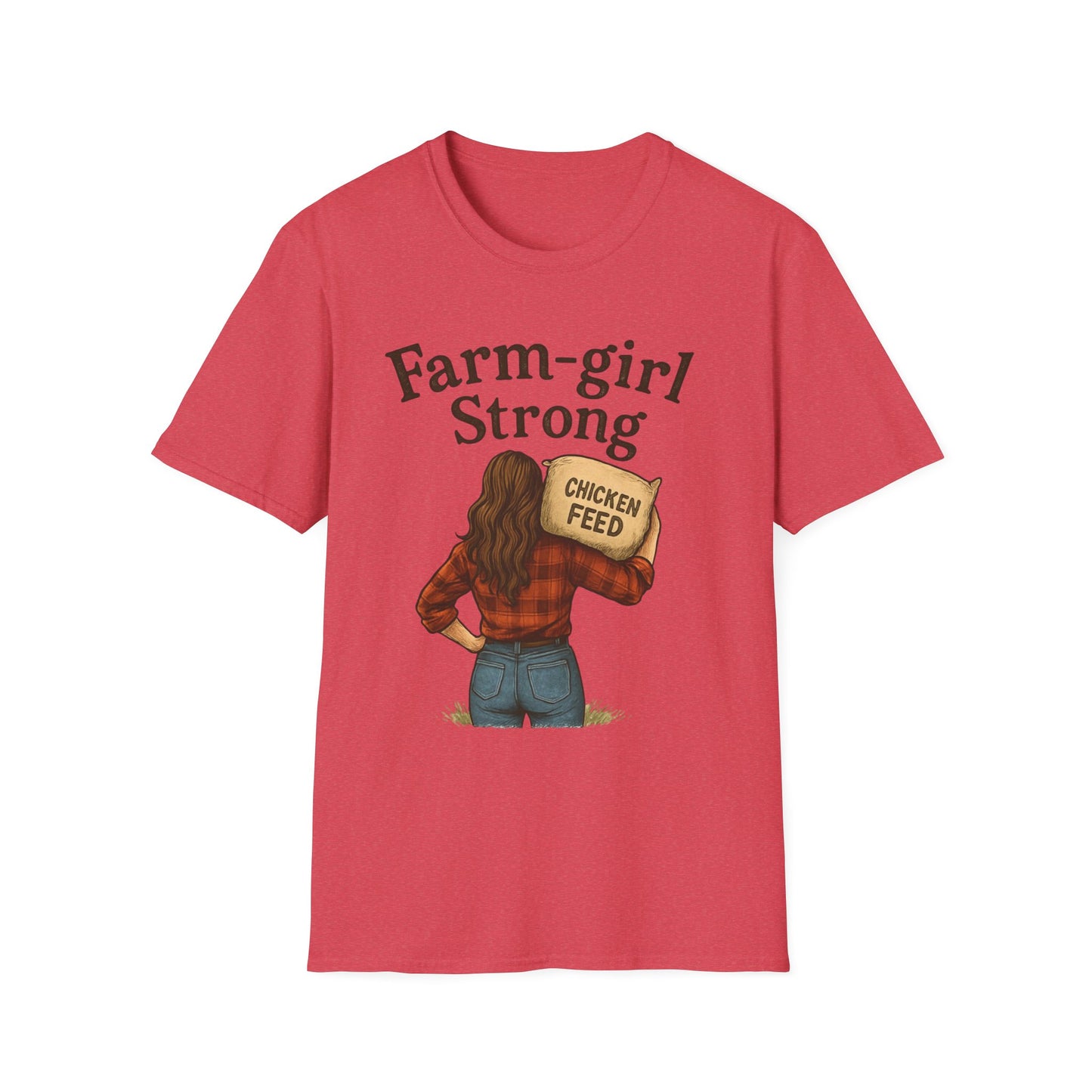 Farm-Girl Strong T-Shirt, Unisex Softstyle Tee, Country Life Apparel, Gift for Farmers, Farm-Themed Clothing, Cute Farm T-Shirt