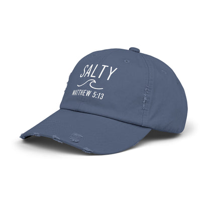 Salty Unisex Distressed Cap | Beach Vibes, Casual Wear, Gift for Him/Her, Summer Accessory, Faith-Based Fashion