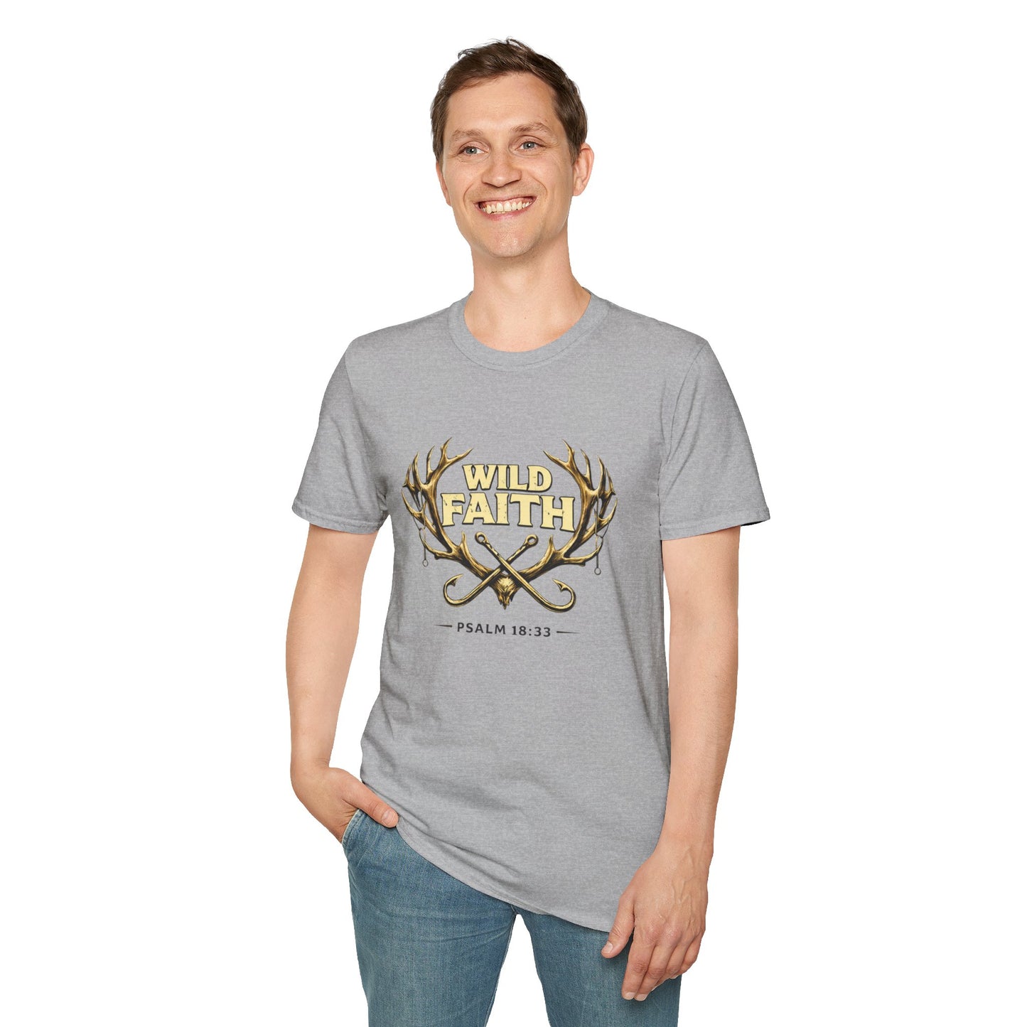 Wild Faith T-Shirt — Psalm 18:33 Antler Christian Graphic Tee