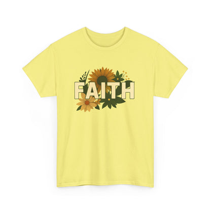 Faith Floral Unisex Tee, Inspirational Shirt for Everyday Wear, Sunflower Graphic Tee, Gift for Family and Friends, Faith-Based Apparel