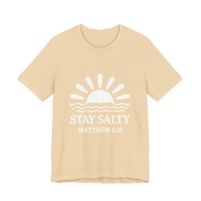 Stay Salty Unisex Short Sleeve Tee - Perfect for Beach Days, Casual Outings, Gifts, Summer Vibes, Bible Verse Apparel