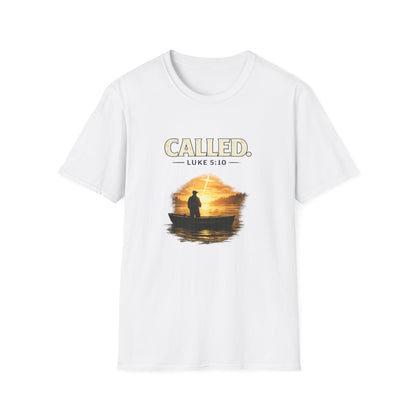 Called Luke 5:10 Fishing Christian T-Shirt — Sunset Silhouette Faith Tee