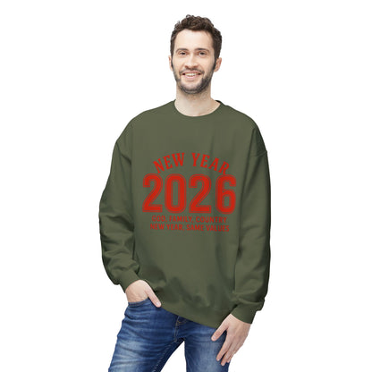 2026 New Year Crewneck Sweatshirt — "God, Family, Country" Holiday Pullover