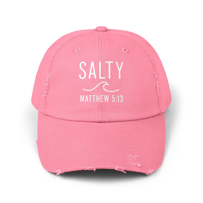 Salty Unisex Distressed Cap | Beach Vibes, Casual Wear, Gift for Him/Her, Summer Accessory, Faith-Based Fashion