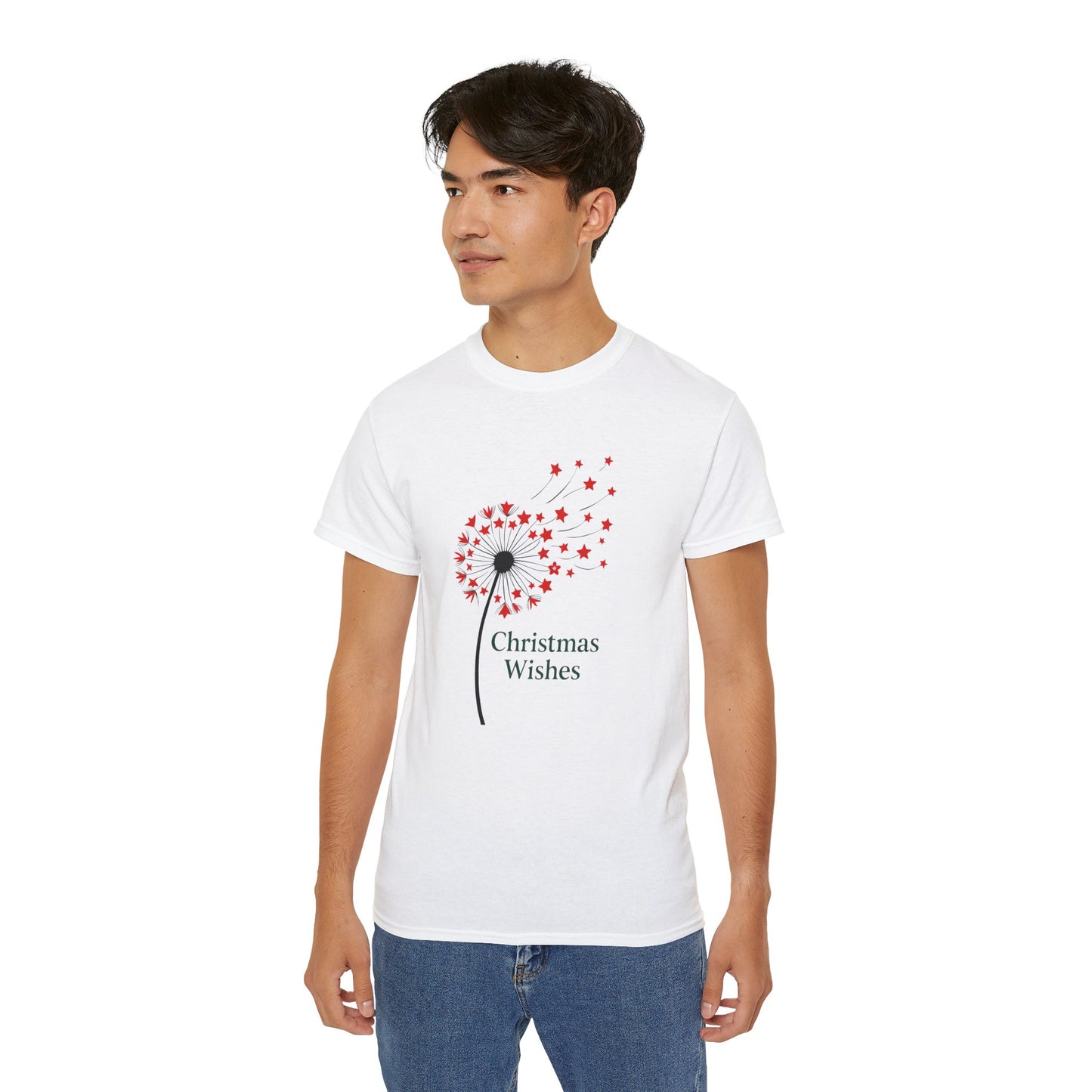 Christmas Wishes Tee — Dandelion & Red Star Holiday T-Shirt