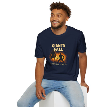 Giants Fall T-Shirt – 1 Samuel 17:45 Christian Faith Tee