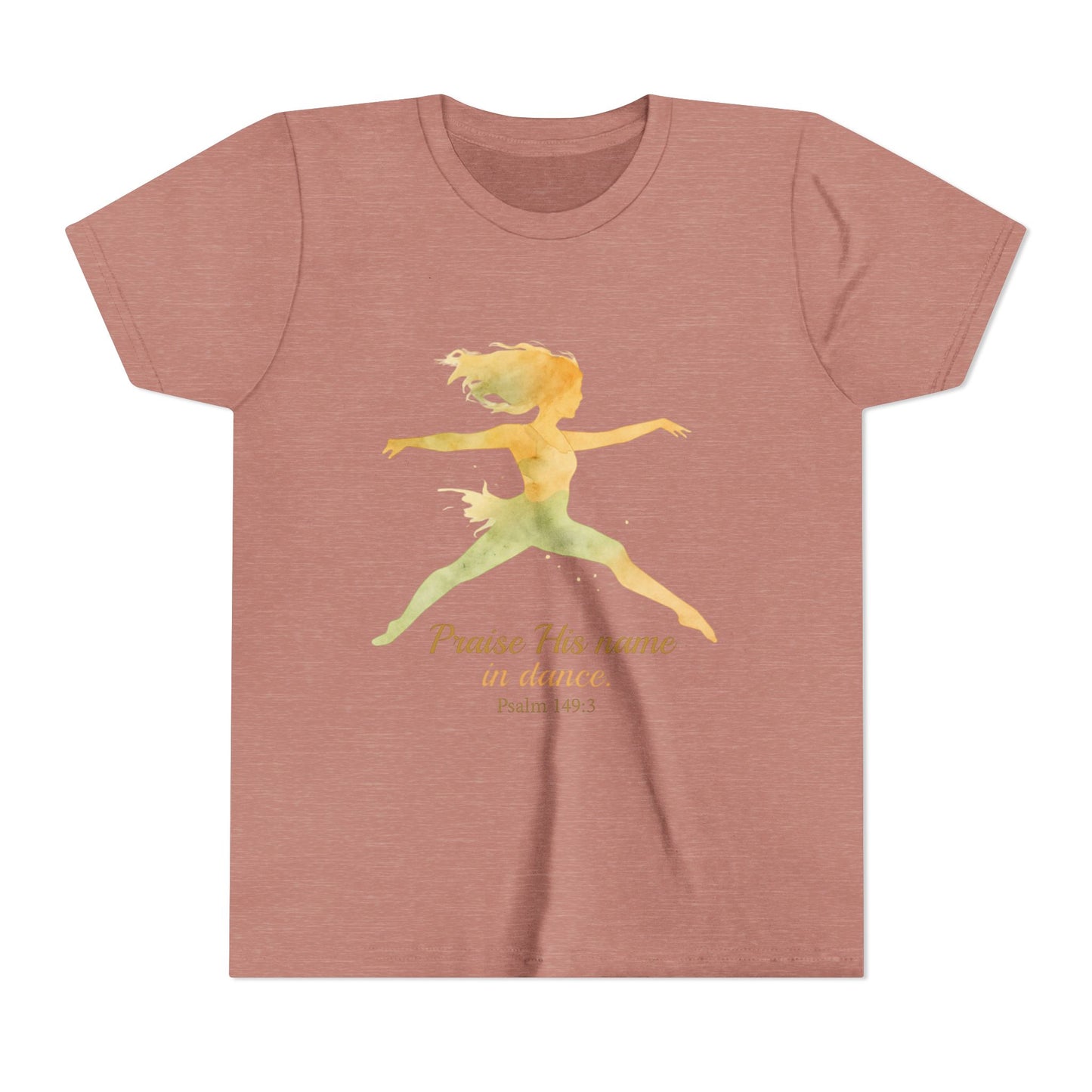 Praise His Name Youth Tee, Inspirational Kids Shirt, Watercolor Dance Shirt, Christian Youth Apparel, Gift for Young Dancers