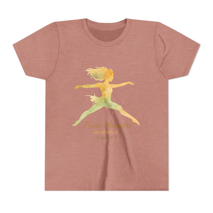 Praise His Name Youth Tee, Inspirational Kids Shirt, Watercolor Dance Shirt, Christian Youth Apparel, Gift for Young Dancers
