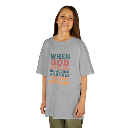 God Laughed Kids Tee, Fun Kids T-Shirt, Inspirational Quote Shirt, Birthday Gift, Faith-Based Apparel