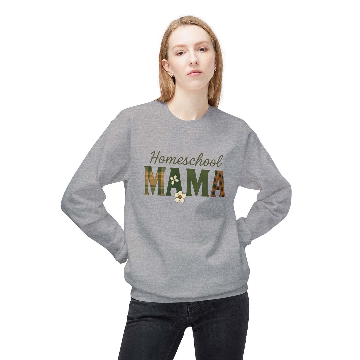 Homeschool Mama Crewneck Sweatshirt — Plaid Floral Mom Teacher Gift