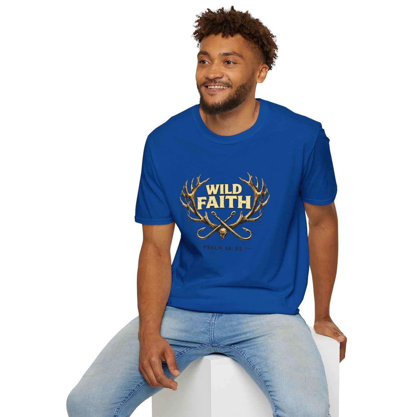 Wild Faith T-Shirt — Psalm 18:33 Antler Christian Graphic Tee