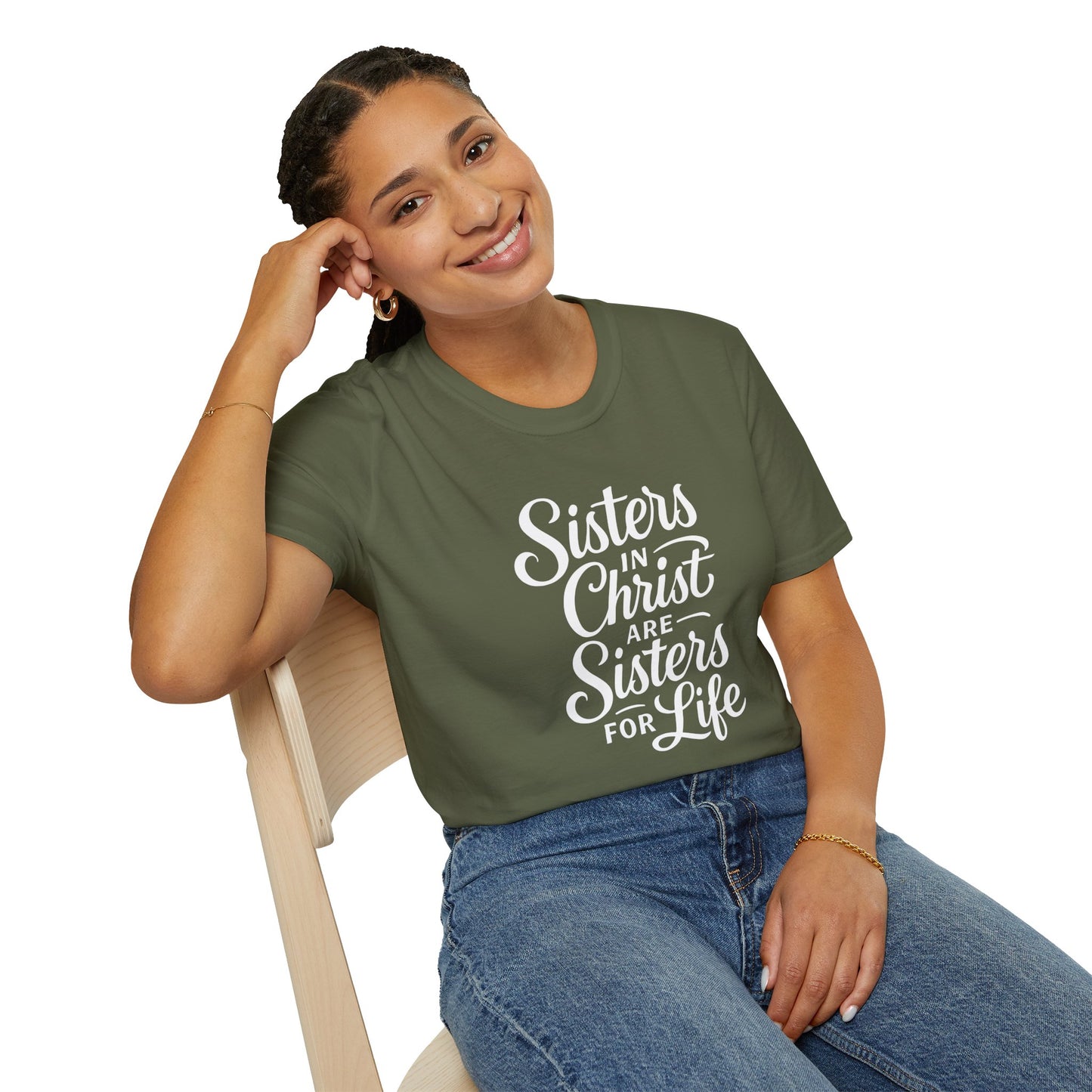 Sisters in Christ T-Shirt, Christian Apparel, Faith-Based Gift, Unisex Softstyle Tee, Sisterhood Celebration Top
