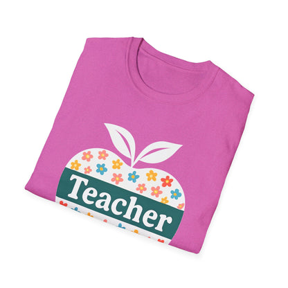 Teacher Appreciation Orange T-Shirt, Gift for Educators, School Spirit Wear, Teacher's Day, Floral Design, Unisex Softstyle Tee
