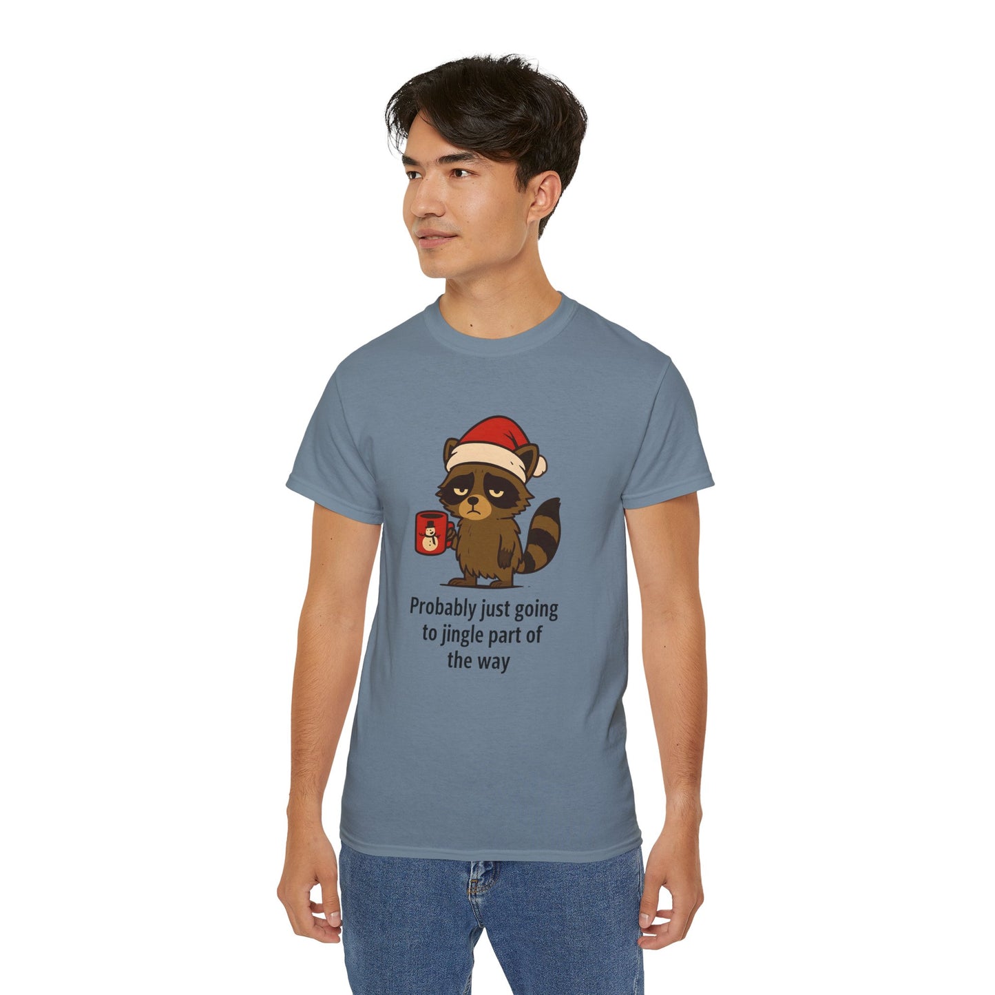 Christmas Raccoon Tee — "Probably just going to jingle part of the way" Holiday T-Shirt
