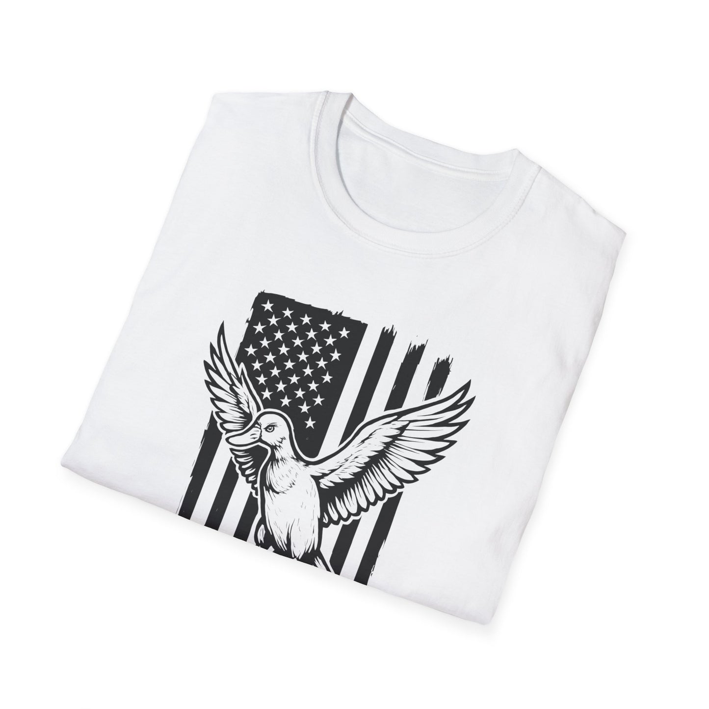 Patriotic Duck T-Shirt - Unisex Softstyle Tee, Perfect for Independence Day, Casual Wear, Gifts for Bird Lovers, USA Pride Apparel