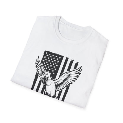 Patriotic Duck T-Shirt - Unisex Softstyle Tee, Perfect for Independence Day, Casual Wear, Gifts for Bird Lovers, USA Pride Apparel