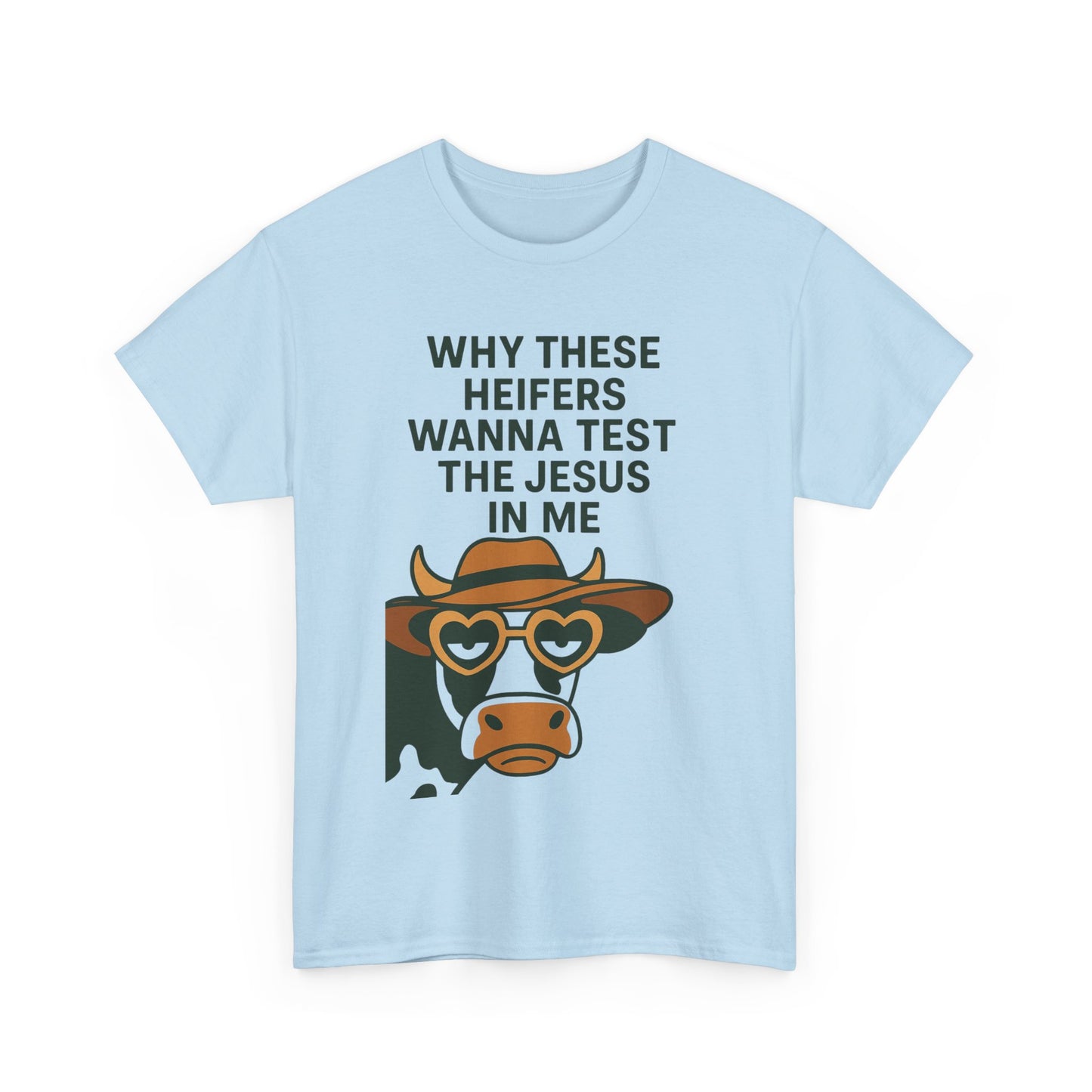 Whimsical Cow Graphic Tee, Funny Farm Animal T-Shirt, Christian Humor Gift, Unisex Casual Wear, Perfect for Cow Lovers