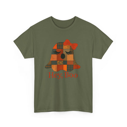 Hey Boo Halloween Tee, Unisex Cotton Shirt for Ghost Lovers, Spooky Apparel, Cute Halloween Gift, Trick or Treat Shirt