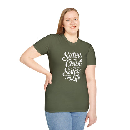 Sisters in Christ T-Shirt, Christian Apparel, Faith-Based Gift, Unisex Softstyle Tee, Sisterhood Celebration Top