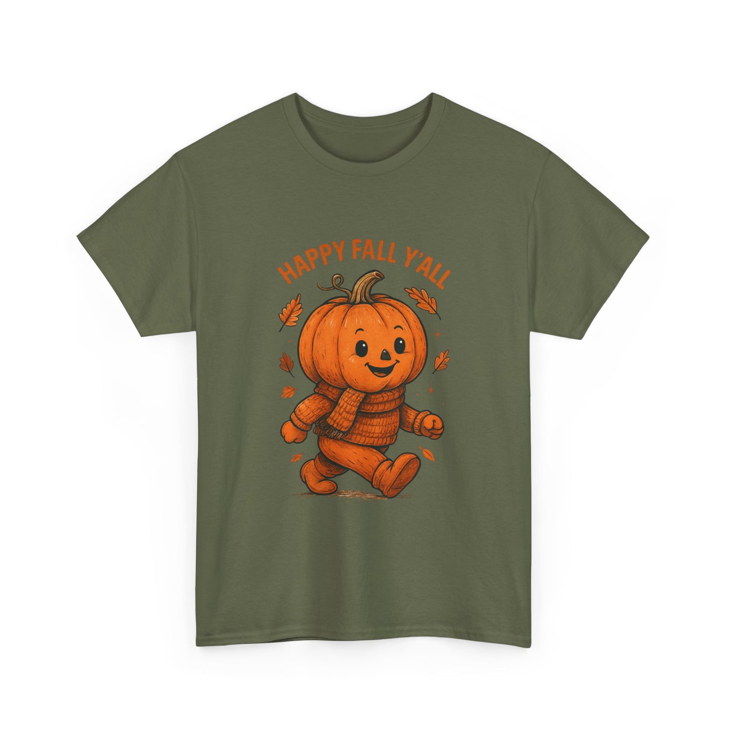 Happy Fall Y'all Unisex Heavy Cotton Tee, Autumn T-Shirt, Pumpkin Graphic Shirt, Cozy Fall Apparel, Halloween Outfit, Harvest Celebration