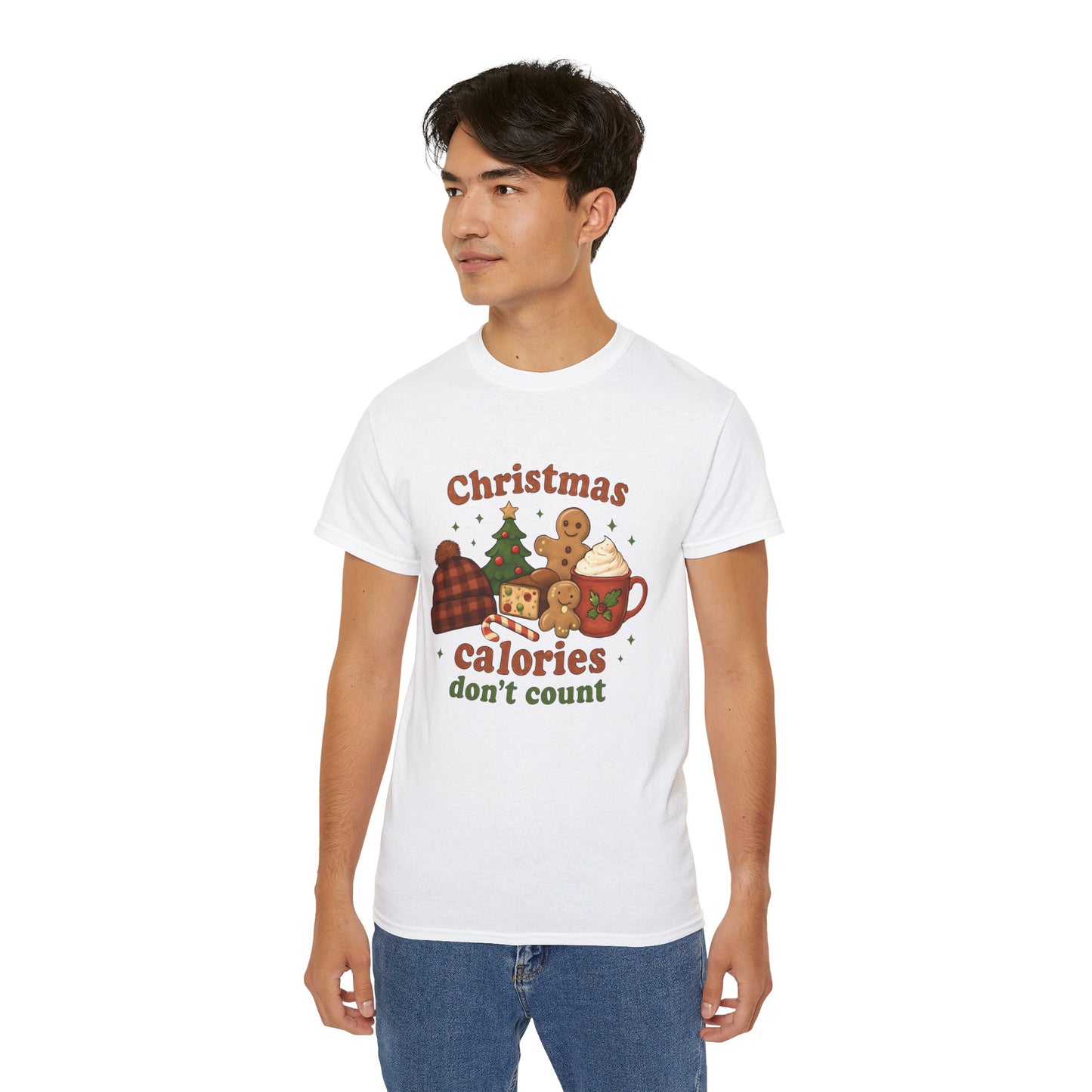 Christmas 'Calories Don’t Count' Tee - Holiday Cookie & Cocoa Graphic Shirt