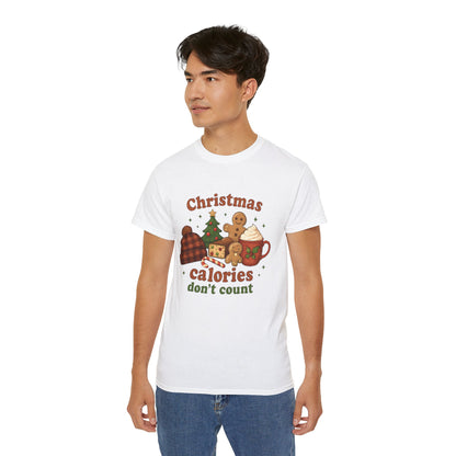 Christmas 'Calories Don’t Count' Tee - Holiday Cookie & Cocoa Graphic Shirt