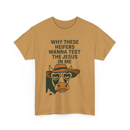 Whimsical Cow Graphic Tee, Funny Farm Animal T-Shirt, Christian Humor Gift, Unisex Casual Wear, Perfect for Cow Lovers