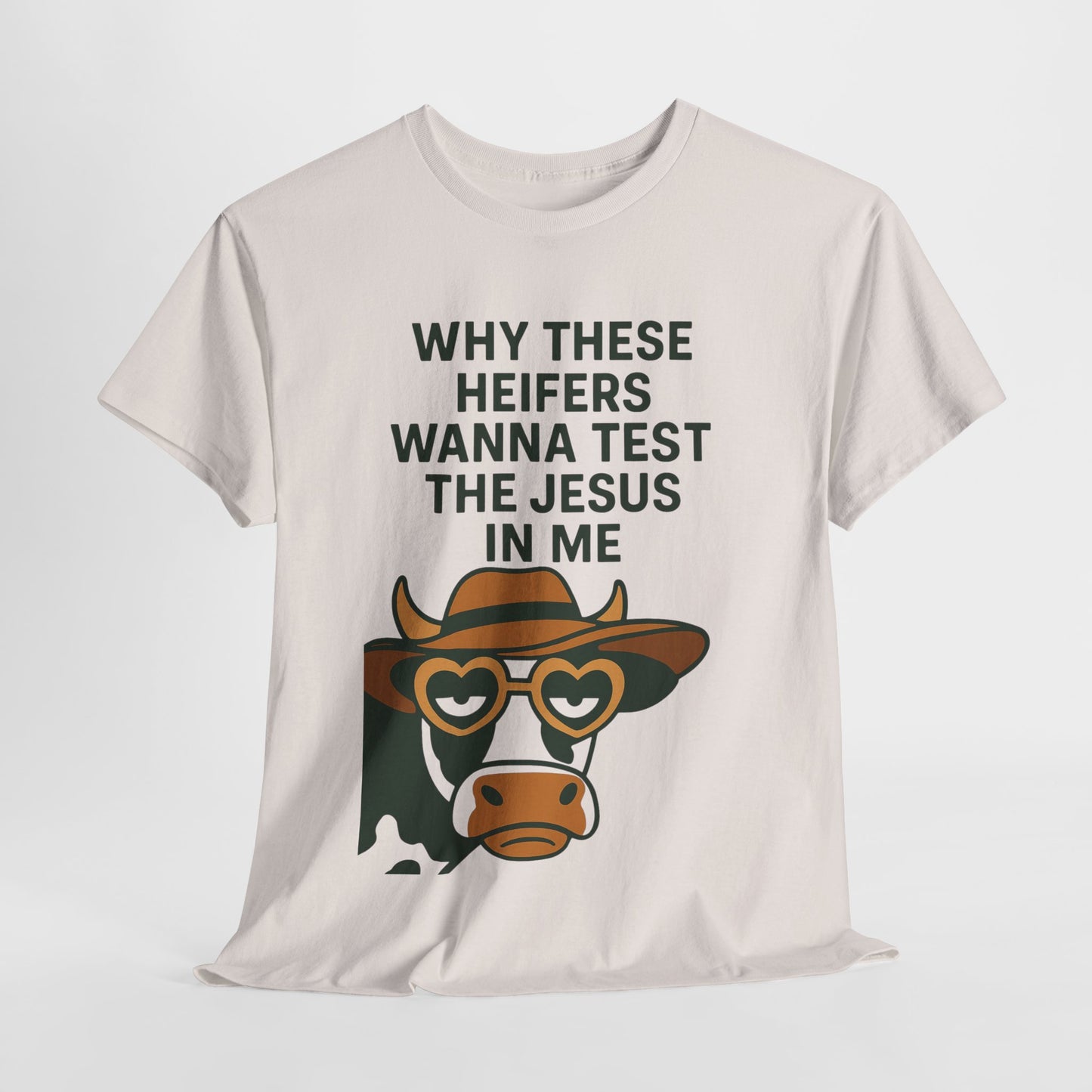 Whimsical Cow Graphic Tee, Funny Farm Animal T-Shirt, Christian Humor Gift, Unisex Casual Wear, Perfect for Cow Lovers