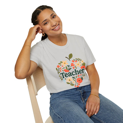 Floral Teacher T-Shirt | Perfect Gift for Educators, Back to School, Teacher Appreciation, Classroom Wear, Cute Teacher Shirts