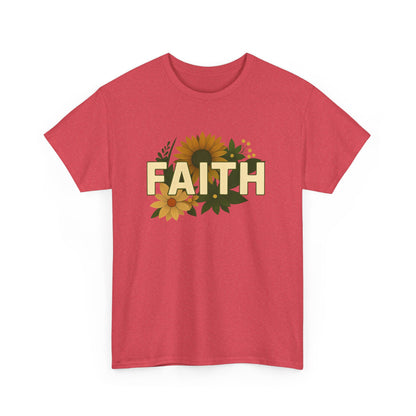Faith Floral Unisex Tee, Inspirational Shirt for Everyday Wear, Sunflower Graphic Tee, Gift for Family and Friends, Faith-Based Apparel