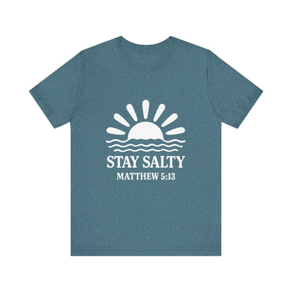 Stay Salty Unisex Short Sleeve Tee - Perfect for Beach Days, Casual Outings, Gifts, Summer Vibes, Bible Verse Apparel