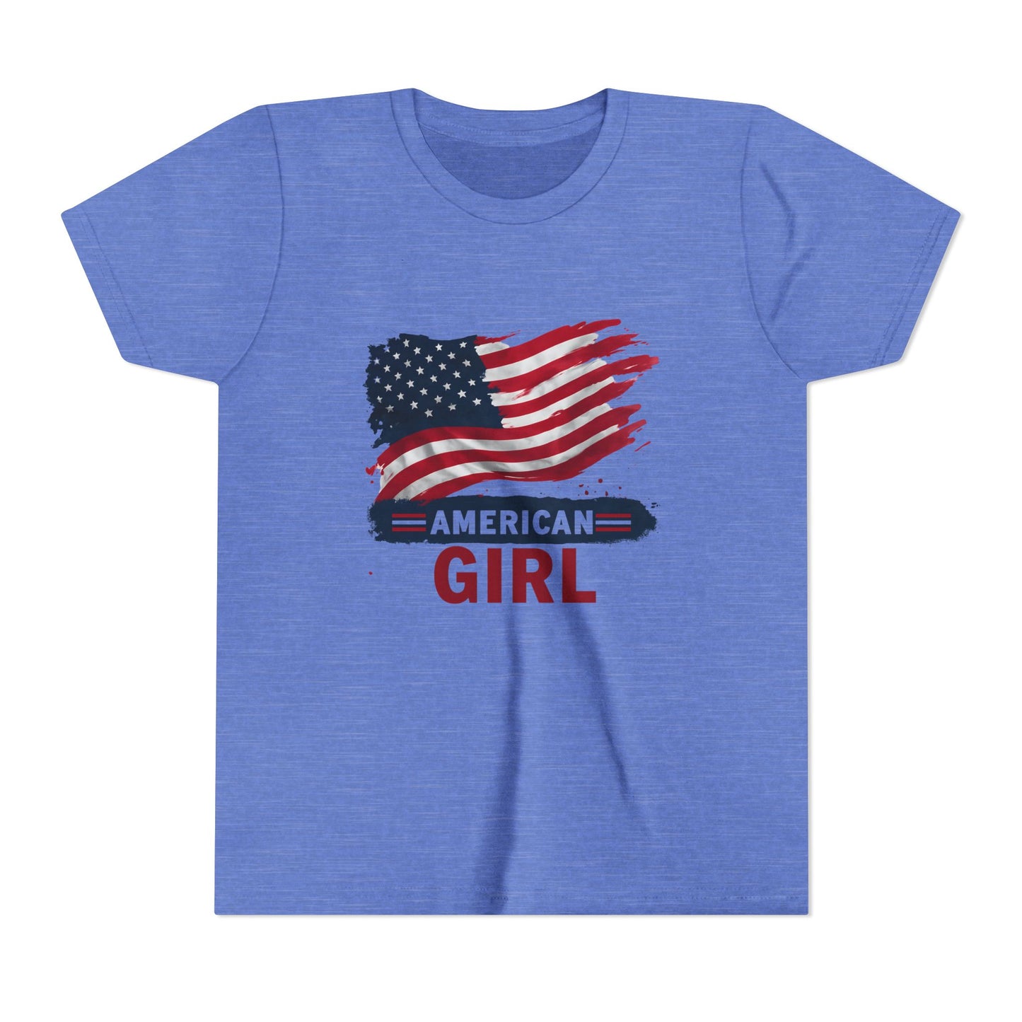 American Girl Youth Tee - Patriotic Short Sleeve Shirt for Kids, Summer Wear, 4th of July, Birthday Gift, Casual Everyday Style