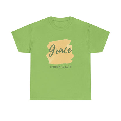 Inspiring Unisex Heavy Cotton Tee - Grace Ephesians 2:8-9, Christian Apparel, Faith-Based Gift, Everyday Wear, Relaxed Fit Tee