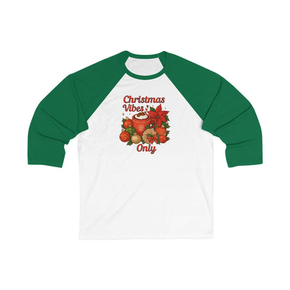 Christmas Vibes Only Baseball Tee — Festive Green Raglan Top