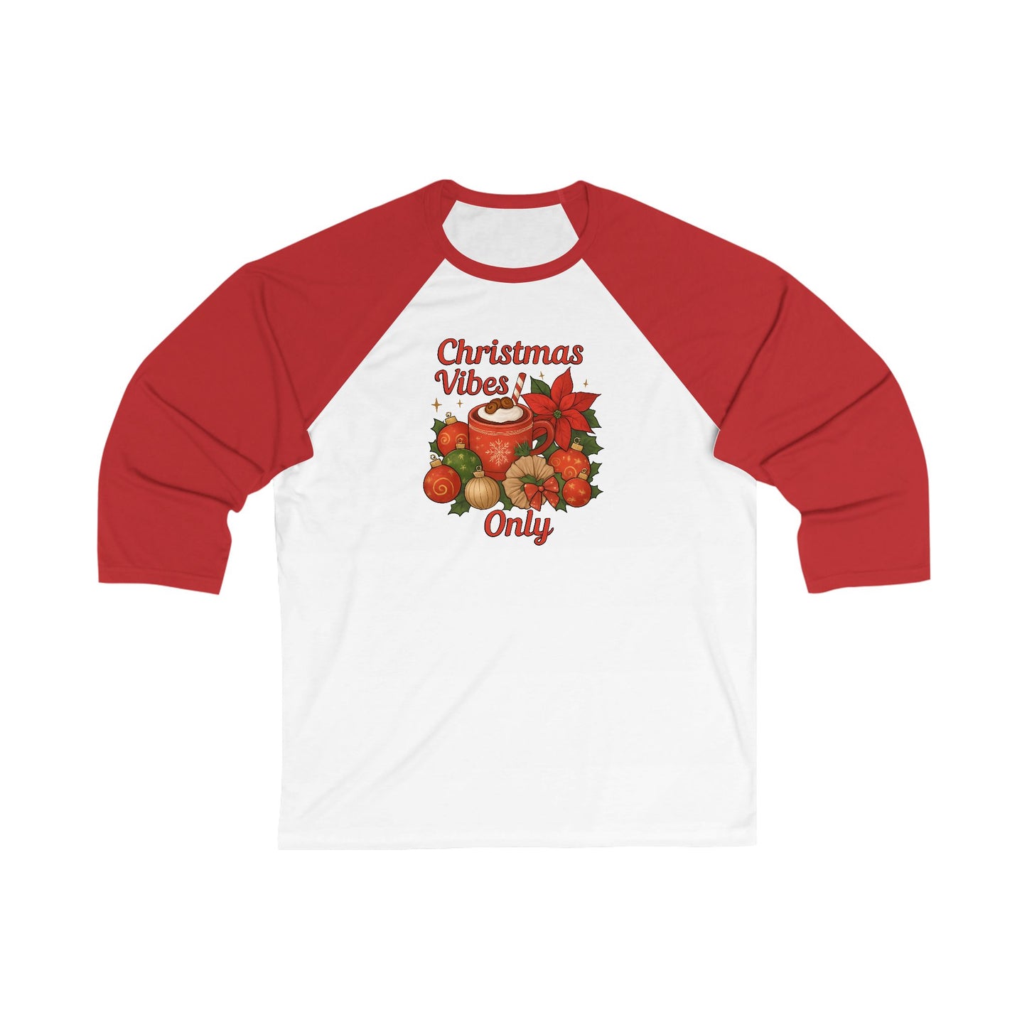 Christmas Vibes Only Baseball Tee — Festive Green Raglan Top