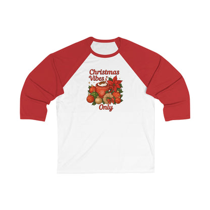 Christmas Vibes Only Baseball Tee — Festive Green Raglan Top