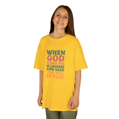 God Laughed Kids Tee, Fun Kids T-Shirt, Inspirational Quote Shirt, Birthday Gift, Faith-Based Apparel