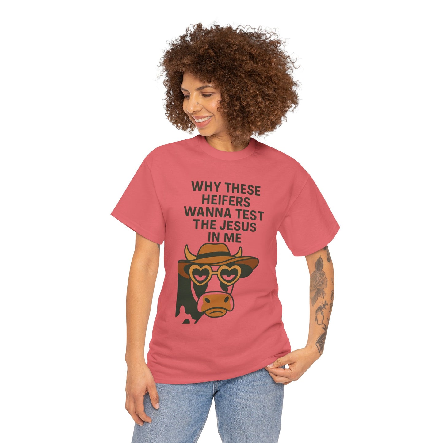 Whimsical Cow Graphic Tee, Funny Farm Animal T-Shirt, Christian Humor Gift, Unisex Casual Wear, Perfect for Cow Lovers