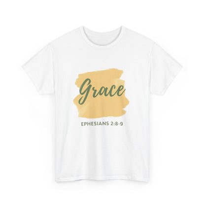 Inspiring Unisex Heavy Cotton Tee - Grace Ephesians 2:8-9, Christian Apparel, Faith-Based Gift, Everyday Wear, Relaxed Fit Tee