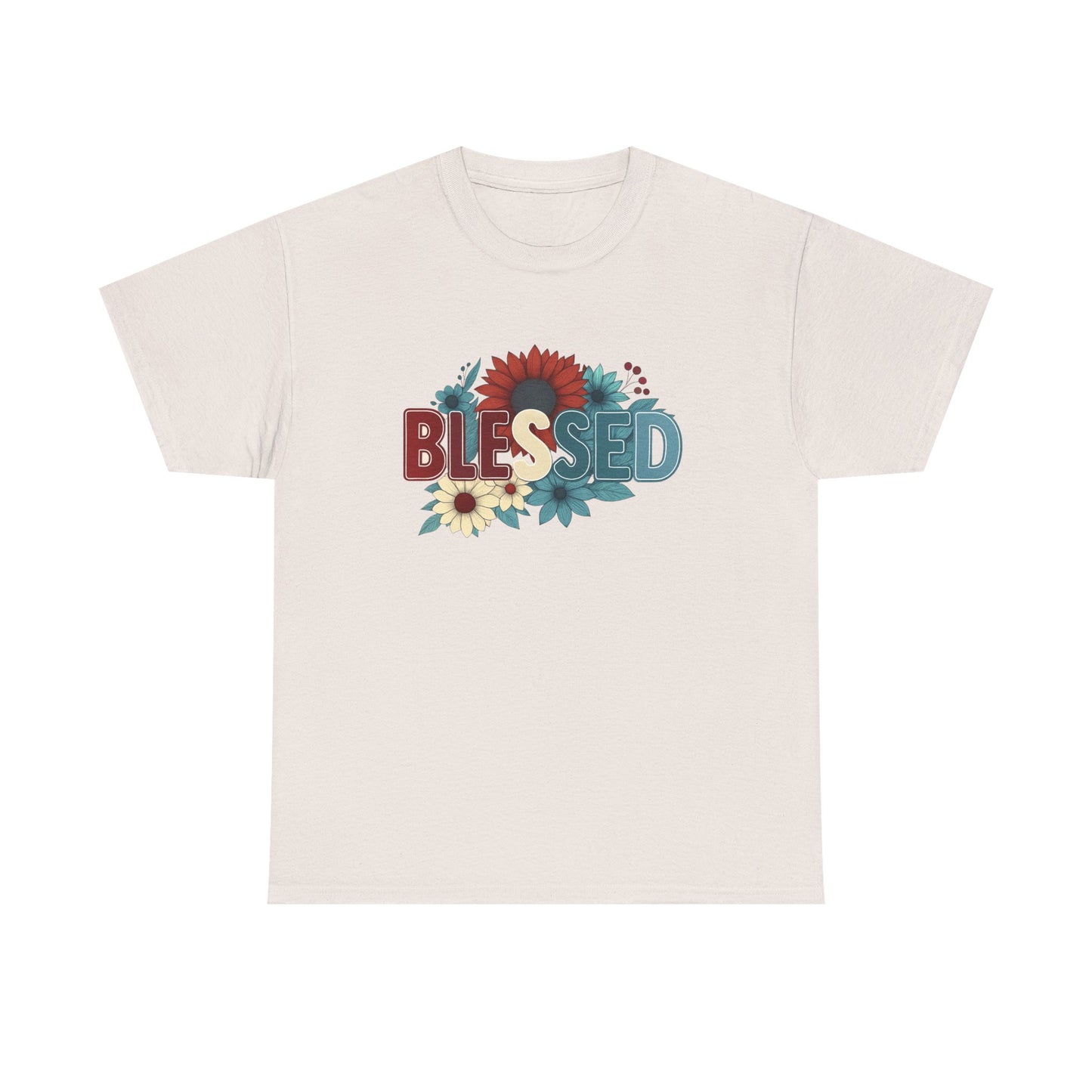 Blessed Floral Unisex Heavy Cotton Tee, Inspirational Shirt, Spring Fashion, Gift for Her, Casual Outfit, Everyday Wear