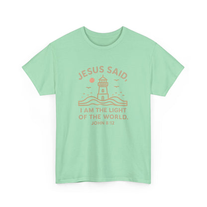 Unisex Cotton Tee with Inspirational Jesus Quote, Christian Faith T-Shirt, Light of the World Shirt for Believers, Spiritual Apparel, [...]