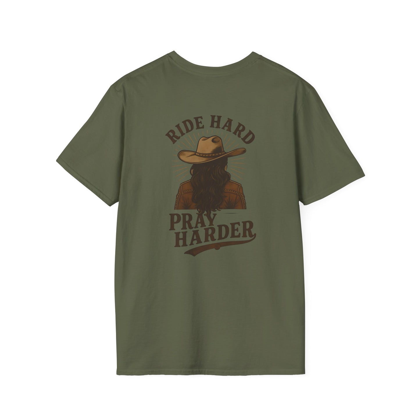Ride Hard Pray Harder T-Shirt - Unisex Casual Tee, Western Style Apparel, Gift for Cowboys, Inspirational Shirt, Everyday Wear