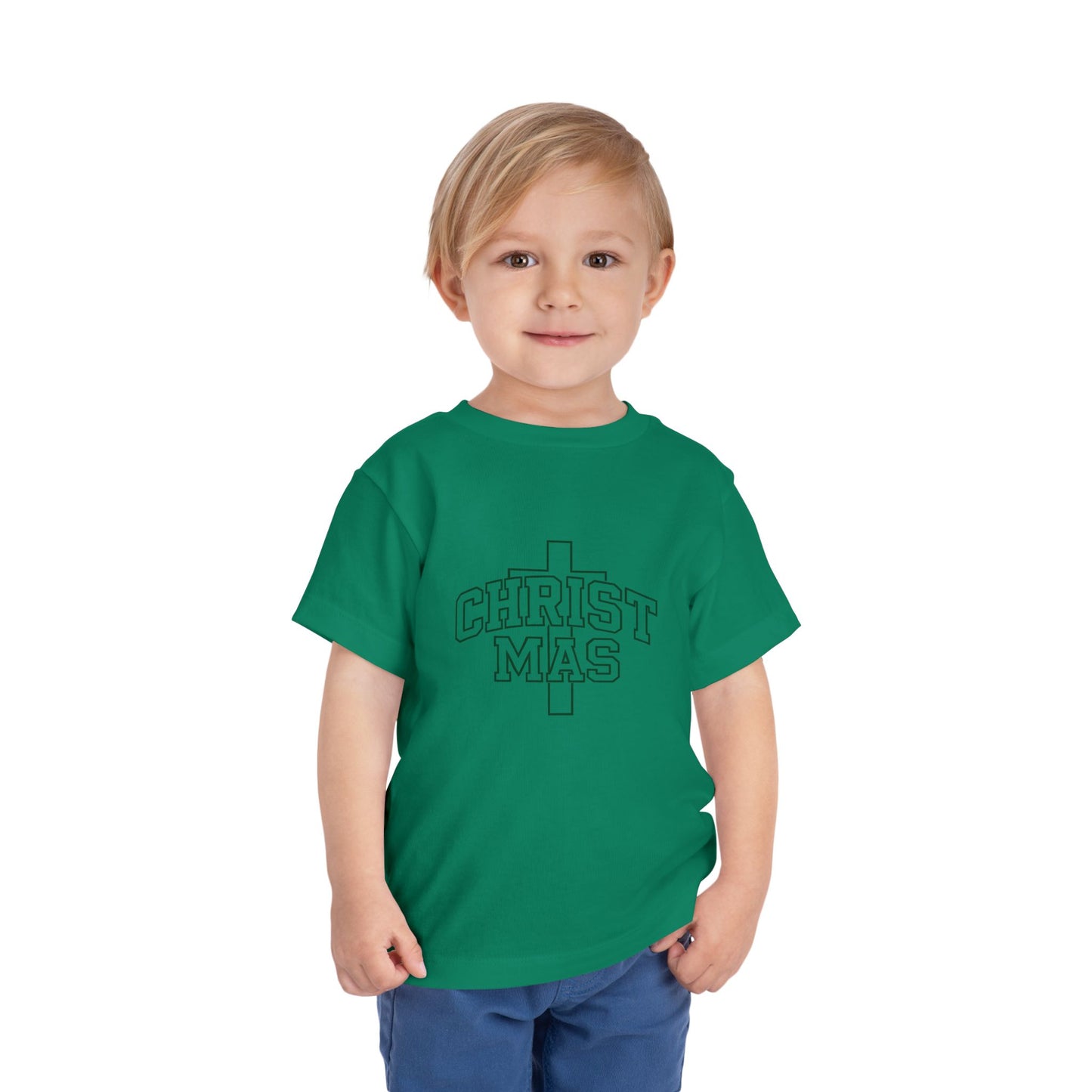 Toddler Christmas Tee — ‘CHRISTMAS’ Cross Holiday Shirt