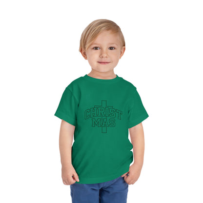 Toddler Christmas Tee — ‘CHRISTMAS’ Cross Holiday Shirt
