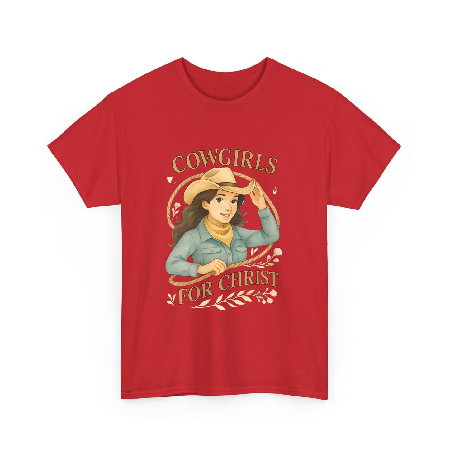 Cowgirls for Christ Unisex Heavy Cotton Tee, Christian T-Shirt, Faith-Based Apparel, Inspirational Gift, Western Clothing, Country Style Tee